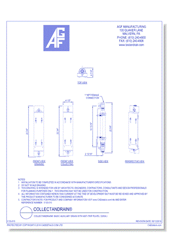 COLLECTanDRAIN®: Basic Auxiliary Drain with Anti-Trip Plate ( 5200A )