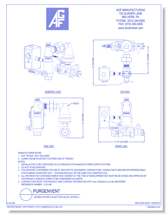 Audible Water Collection Valve ( M7920AI )