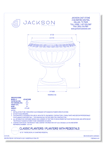 42" St. Tropez Bowl With Chartres Pedestal