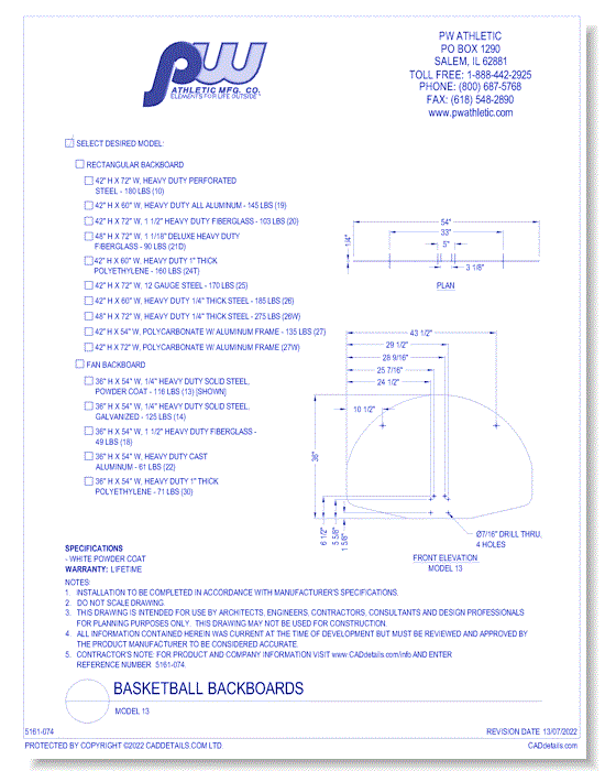 Basketball Backboard: Model 13