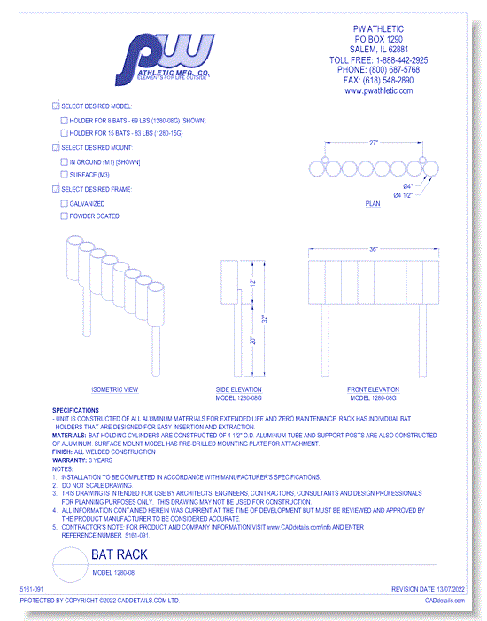 Bat Rack: Model 1280-08