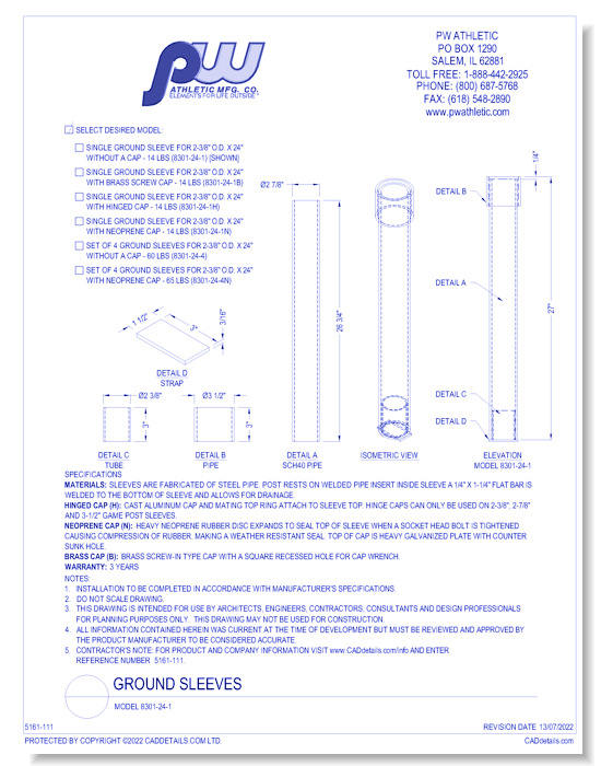 Ground Sleeve: Model 8301-24-1