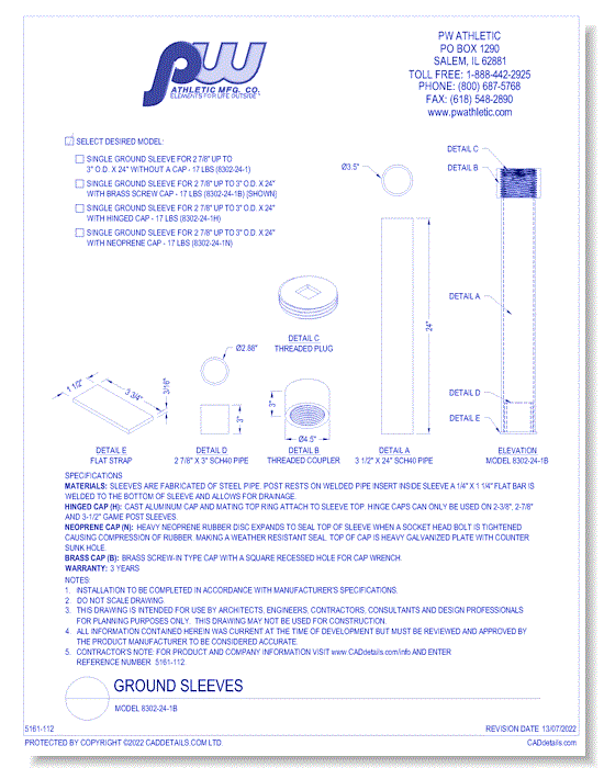 Ground Sleeve: Model 8302-24-1B