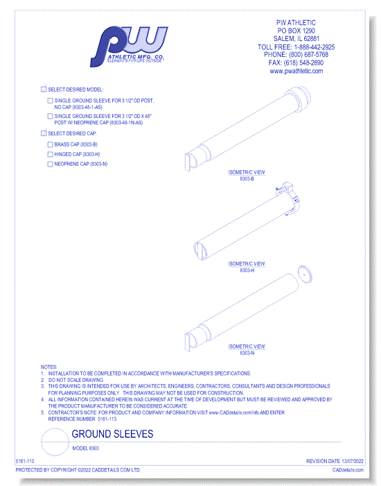 Ground Sleeve: Model 8303