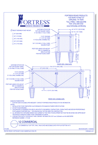 V2 Commercial: Flat Top, 3 Rail, Walk Gate and Double Gate with Flat Bottom 34-70