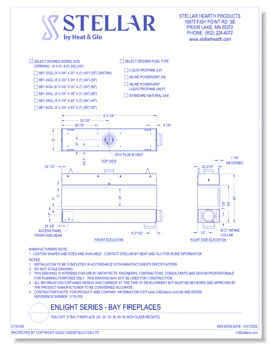 Enlight: 8' Bay Fireplace (20, 24, 30, 36, 48, 60 Inch Glass Heights)