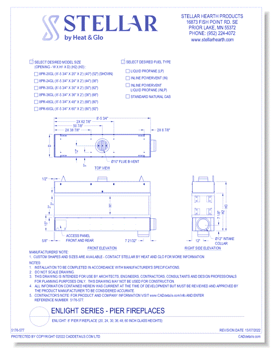 Enlight: 8' Pier Fireplace (20, 24, 30, 36, 48, 60 Inch Glass Heights)