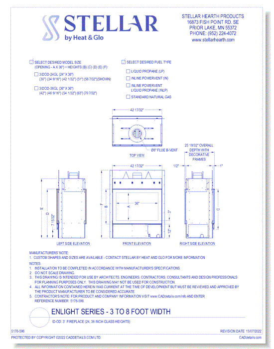 Transcend ID-OD: 3' Fireplace (24, 36 Inch Glass Heights)