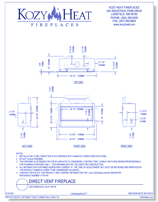 Gas Fireplace: Slayton 36