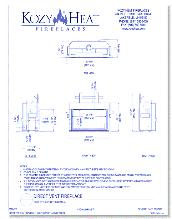 Gas Fireplace: Bellingham 44