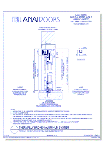 Thermally Broken Aluminum System: Flush Guide Cross Section