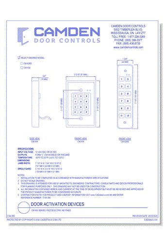 CM-600 Series: Piezoelectric Keypads