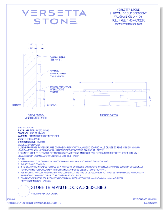 Stone Trim and Block Accessories: Universal Corner