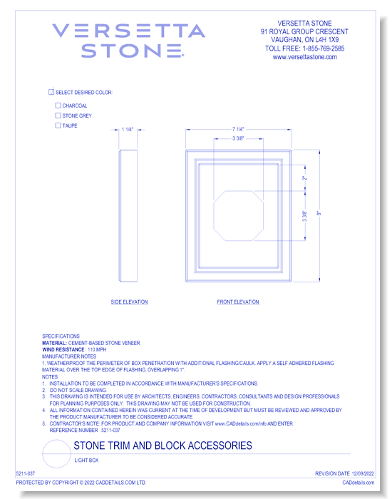 Stone Trim and Block Accessories: Light Box
