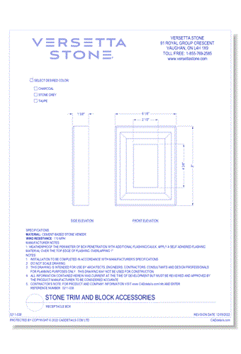 Stone Trim and Block Accessories: Receptacle Box