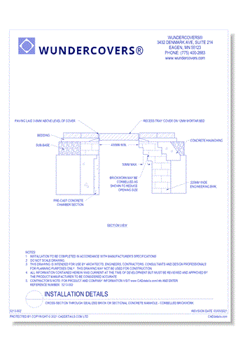 Cross-section Through Idealized Brick or Sectional Concrete Manhole - Corbelled Brickwork