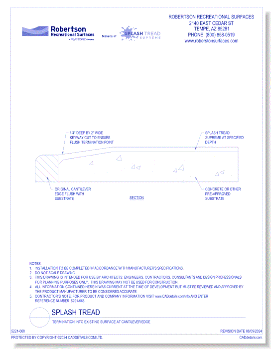 Termination Into Existing Surface at Cantilever Edge