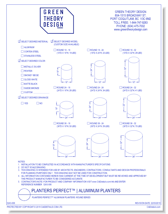 Planters Perfect™ Aluminum Planters: Round Series