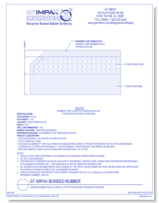 Bonded Rubber PIP On Compacted Crushed Stone Base