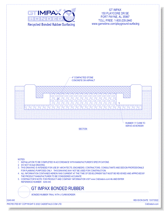 Bonded Rubber Trail With J Curb Border