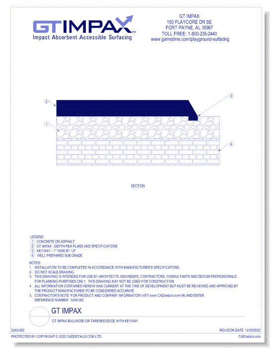 GT IMPAX Bullnose or Tapered Edge with KEYWAY