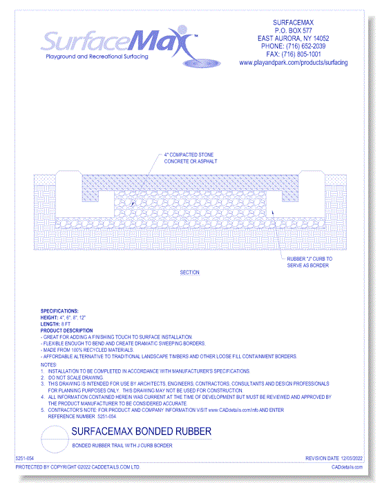 Bonded Rubber Trail With J Curb Border