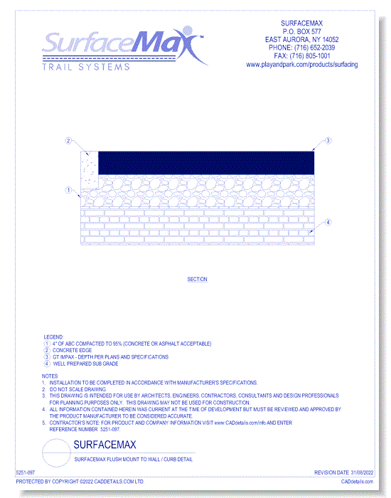 SurfaceMax Flush Mount to Wall / Curb Detail