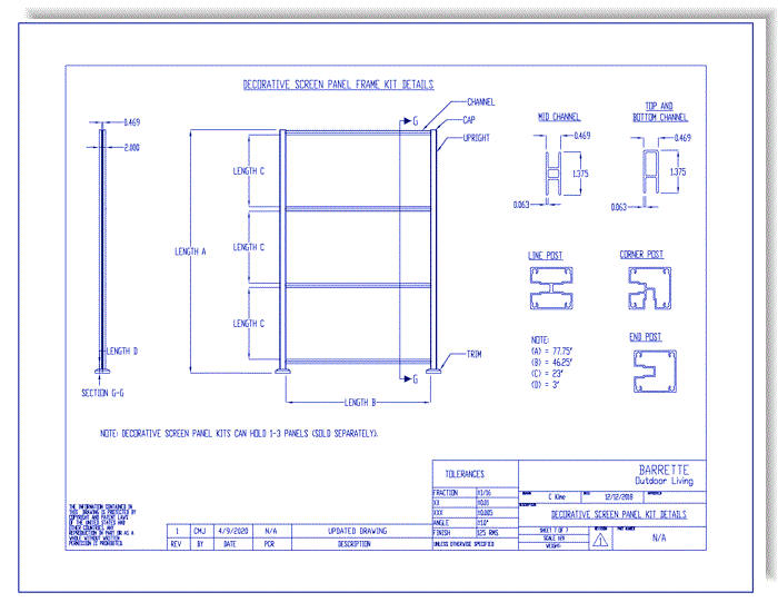 Decorative Screen Panel: Frame Kit Details