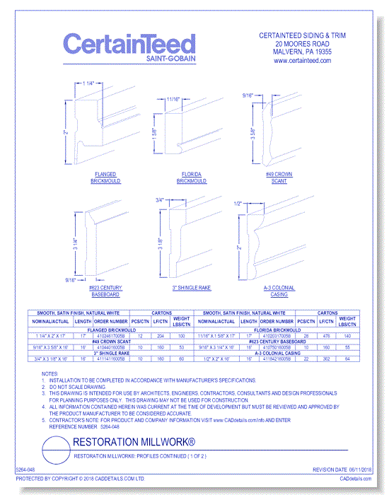 Restoration Millwork®: Special Order Profiles ( 1 of 2 )