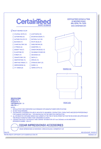 Cedar Impressions® Accessories: Cornice Molding Cornerpost Cap
