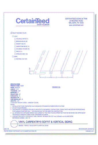 Vinyl Carpentry® Soffit & Vertical Siding: Beaded - Triple 2" Solid Soffit & Vertical Siding