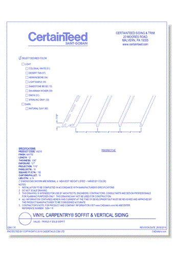 Vinyl Carpentry® Soffit & Vertical Siding: Value - Triple 4" Solid Soffit