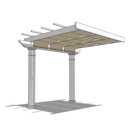 Trex Pergola + ShadeTree: 12' W x 10' P Attached Trex Pergola + Shadetree Canopy