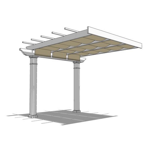 Trex Pergola + ShadeTree: 12' W x 12' P Attached Trex Pergola + ShadeTree Canopy