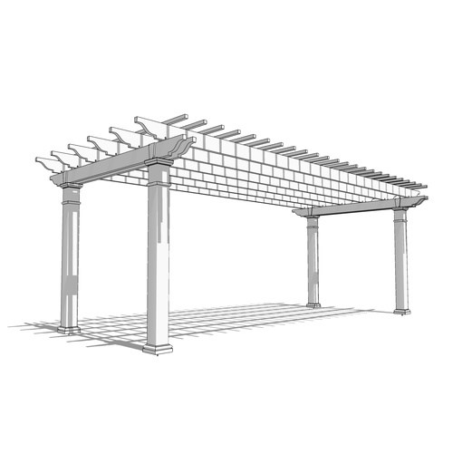 Williamsburg Pergola: 12' W x 26' P Attached Williamsburg Fiberglass Pergola