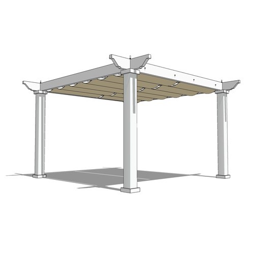 Trex Pergola Vision: 12' W x 12' P Freestanding Trex Pergola Vision - Manually Retractable Canopy