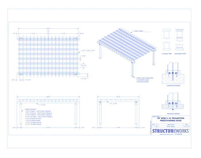 Oasis: 24' W X 16' P Freestanding Oasis Pergola