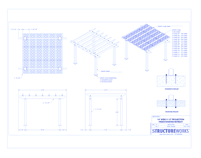 Trex Pergola Retreat: 14' W x 12' P Freestanding Trex Pergola Retreat