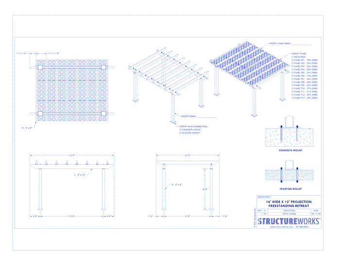 Trex Pergola Retreat: 16' W x 12' P Freestanding Trex Pergola Retreat