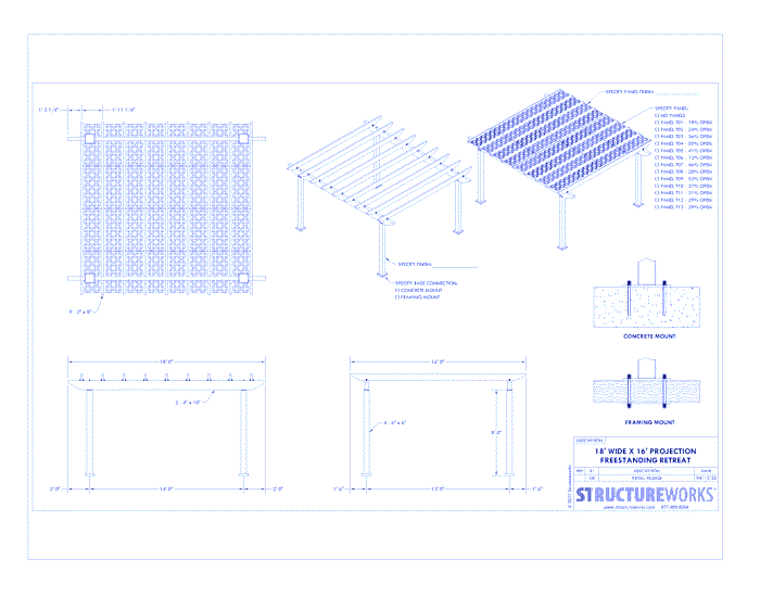 Trex Pergola Retreat: 18' W x 16' P Freestanding Trex Pergola Retreat