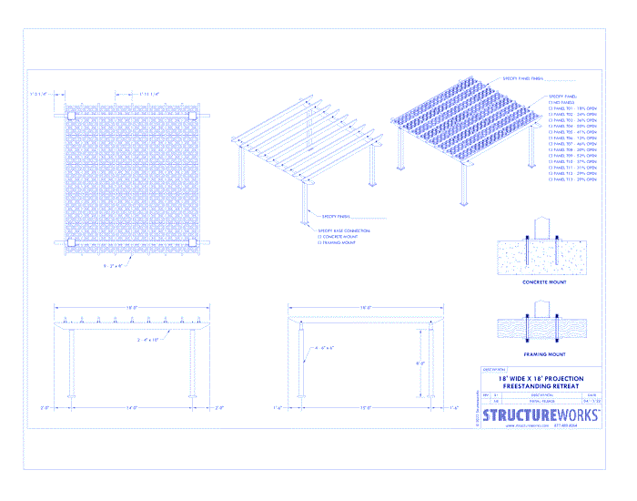 Trex Pergola Retreat: 18' W x 18' P Freestanding Trex Pergola Retreat