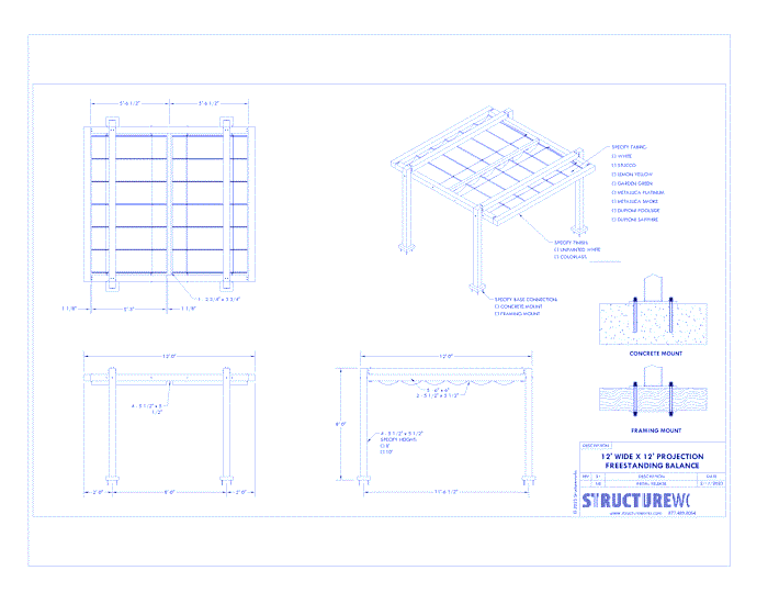 Trex Pergola Balance: 12' W x 12' P Freestanding Trex Pergola Balance