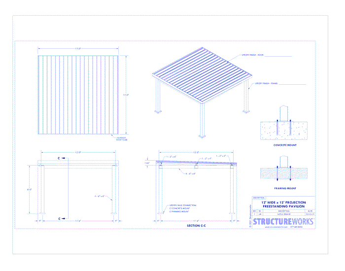 Trex Pergola Pavilion: 12' W x 12' P Freestanding Trex Pergola Pavilion