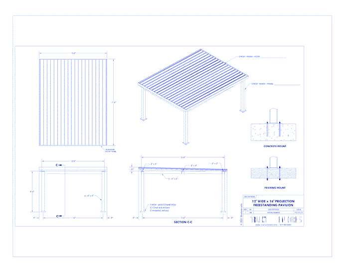 Trex Pergola Pavilion: 12' W x 16' P Freestanding Trex Pergola Pavilion