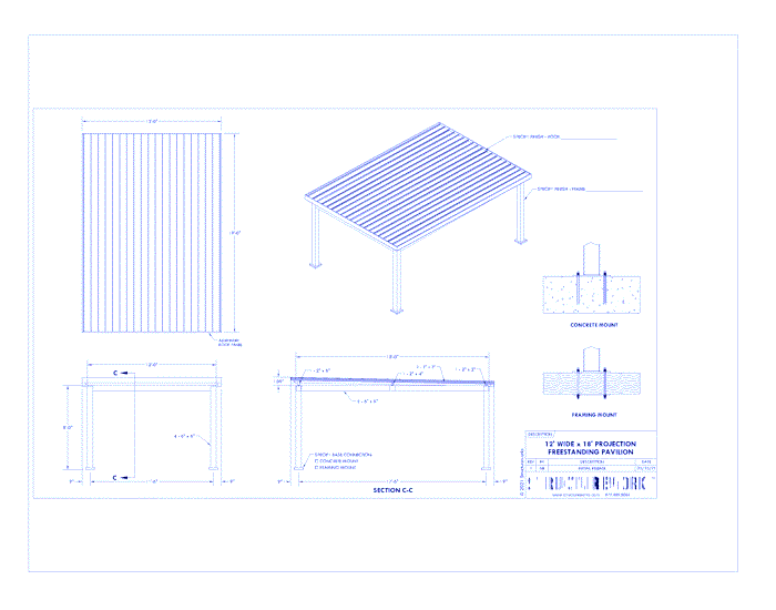 Trex Pergola Pavilion: 12' W x 18' P Freestanding Trex Pergola Pavilion