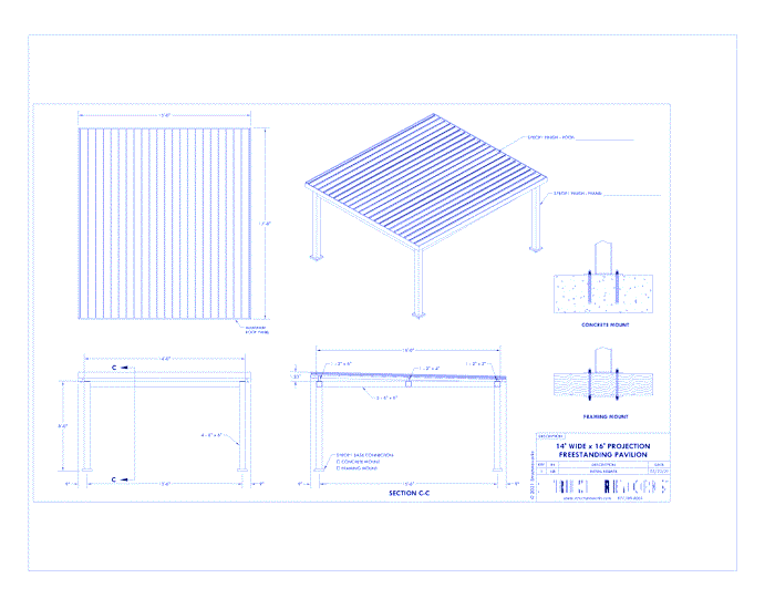 Trex Pergola Pavilion: 14' W x 16' P Freestanding Trex Pergola Pavilion