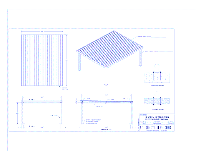 Trex Pergola Pavilion: 14' W x 18' P Freestanding Trex Pergola Pavilion
