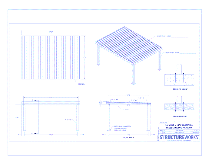 Trex Pergola Pavilion: 16' W x 12' P Freestanding Trex Pergola Pavilion
