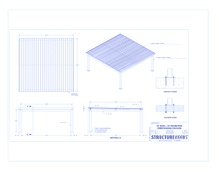 Trex Pergola Pavilion: 18' W x 18' P Freestanding Trex Pergola Pavilion