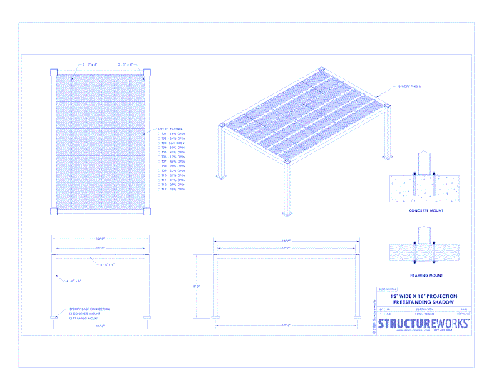 Trex Pergola Shadow: 12' W x 18' P Freestanding Trex Pergola Shadow